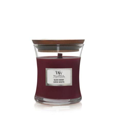 WoodWick Black Cherry wax candle Round Blackberry, Cane sugar, Pomegranate Red 1 pc(s)