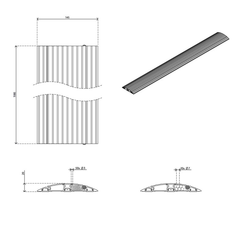 Dataflex 31.453 système de goulottes 1,18 m Aluminium
