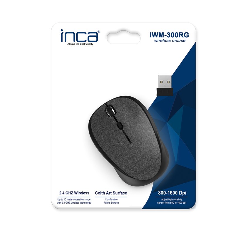 INCA Maus IWM-300RG 1600 DPI,Wireless,Nano-USBI,Stoff,10 m