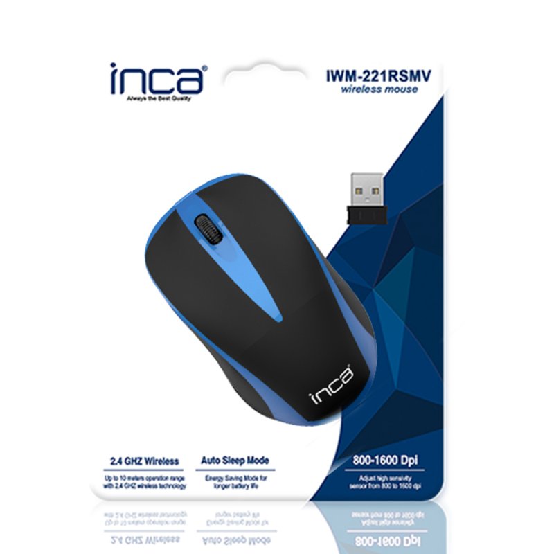 INCA Maus IWM-221RSMV 1000 DPI,Wireless,Nano-USB, Blau 10 m retail