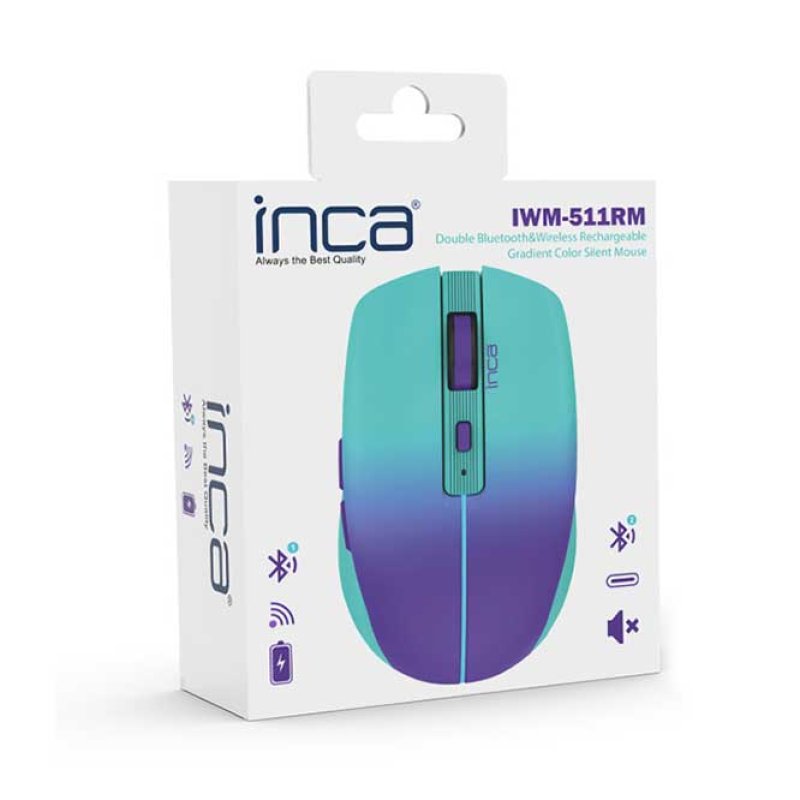 INCA Maus IWM-511RM 1600 DPI,Wrls & BT,6D Taste, Blau