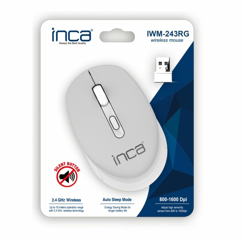 INCA Maus IWM-243RG 1600 DPI,CANDY DESIGN Grau, 2,4GHz