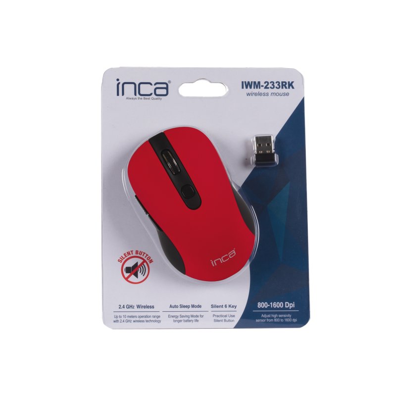 INCA Maus IWM-233RK 1600 DPI,Wireless,6 Tasten,Red 2,4GHz