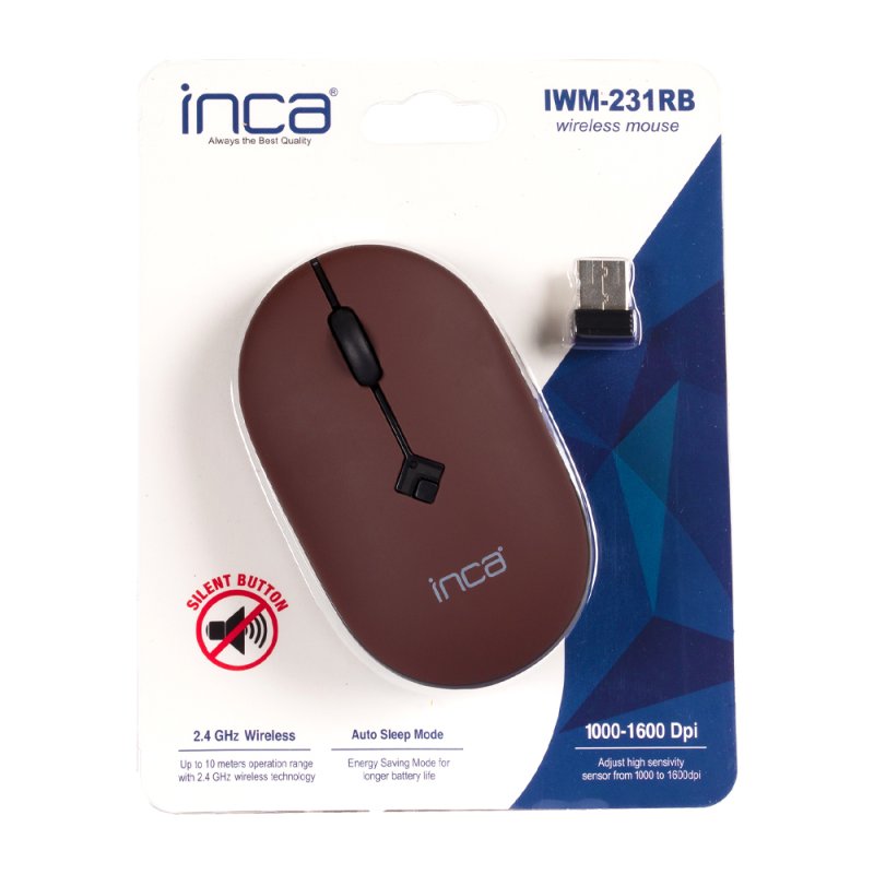 Inca IWM-231RB mouse Ambidextrous RF Wireless Optical 1600 DPI