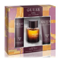 GUESS 1981 Los Angeles Men Homme Eau de Toilette 3 Piece Gift Set - Cologne Spray 3.4 Fl. Oz., Deodorizing Body Spray