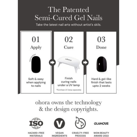 ohora Semi Cured Gel Nail Strips N Dress Up - Works with Any Nail Lamps Salon-Quality Long Lasting Easy to Apply &
