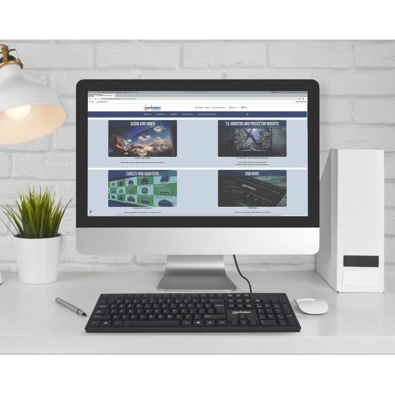 Manhattan 179324 clavier Bureau USB QWERTY Anglais Noir