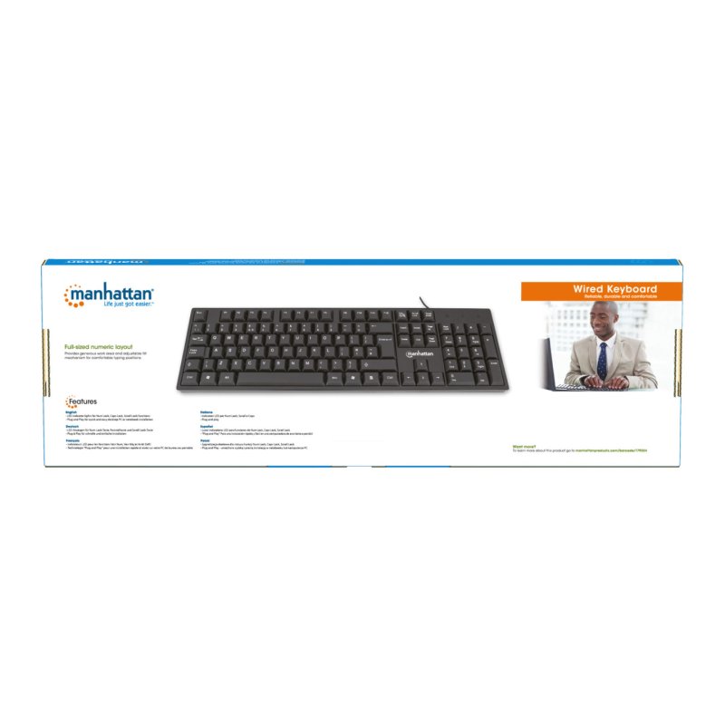 Manhattan 179324 clavier Bureau USB QWERTY Anglais Noir