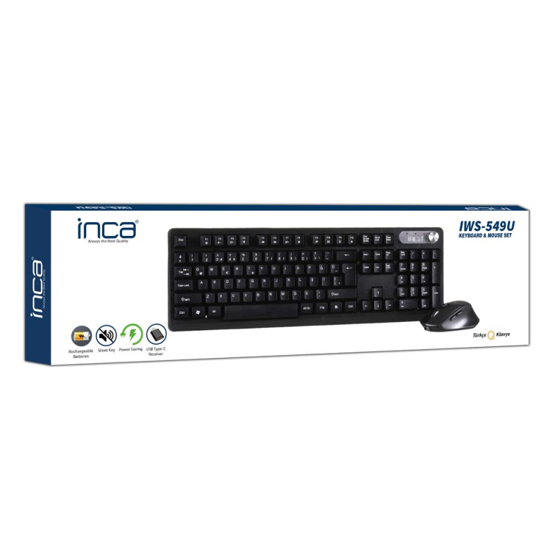 INCA Tastatur Maus IWS-549U Büro Design,USB 2.0 Tas/USB-C Maus black