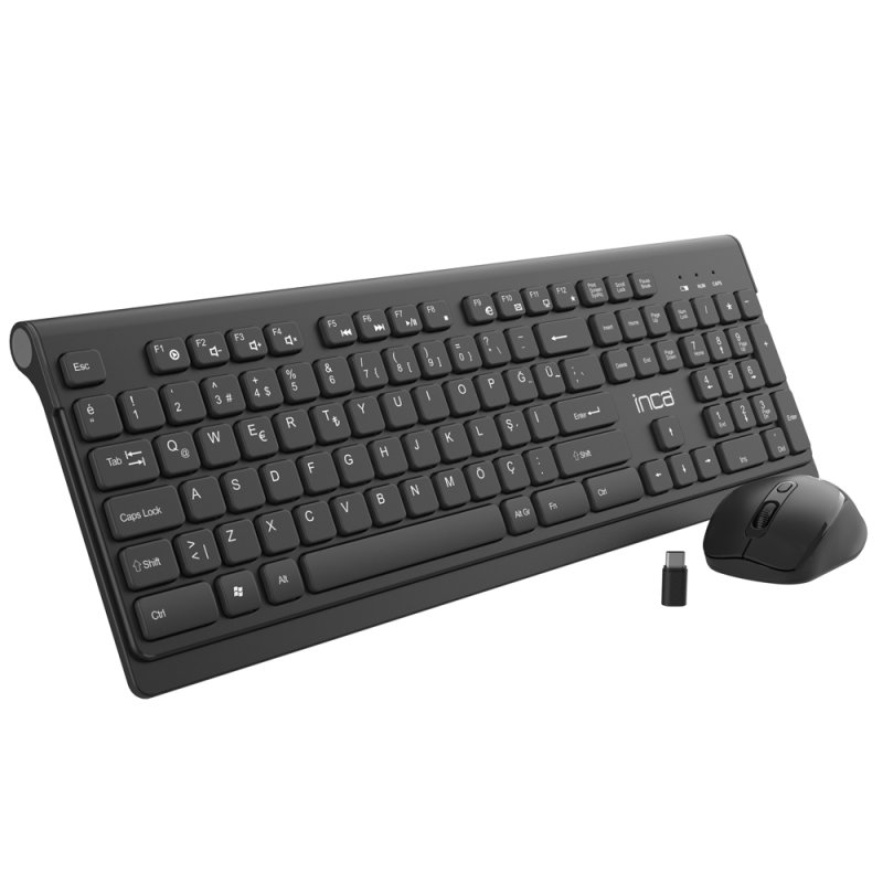 INCA Tastatur Maus IWS-519 erg.Design, USB-C/A, Multimedia black