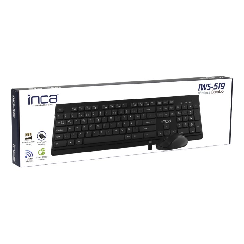 Inca IWS-519 clavier Souris incluse Bureau RF sans fil Noir