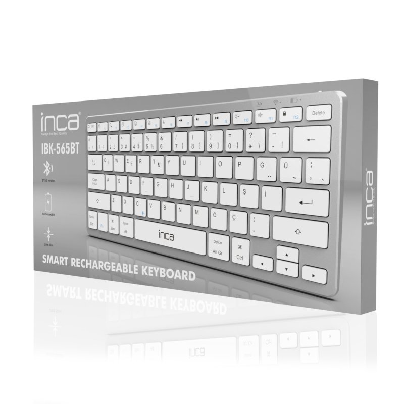 INCA Tastatur IBK-565BT BT 5.0, Smart, Akku 150Std, 8-10m silver