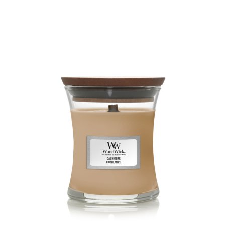 WoodWick Cashmere bougie en cire Cylindre Mûre, Cèdre, Fruité, Gingembre, Orris, Poire, Baie rose, Coing, Bois de