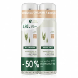Klorane Oatmeal Dry Shampoo For Brown Hair 2x150ml
