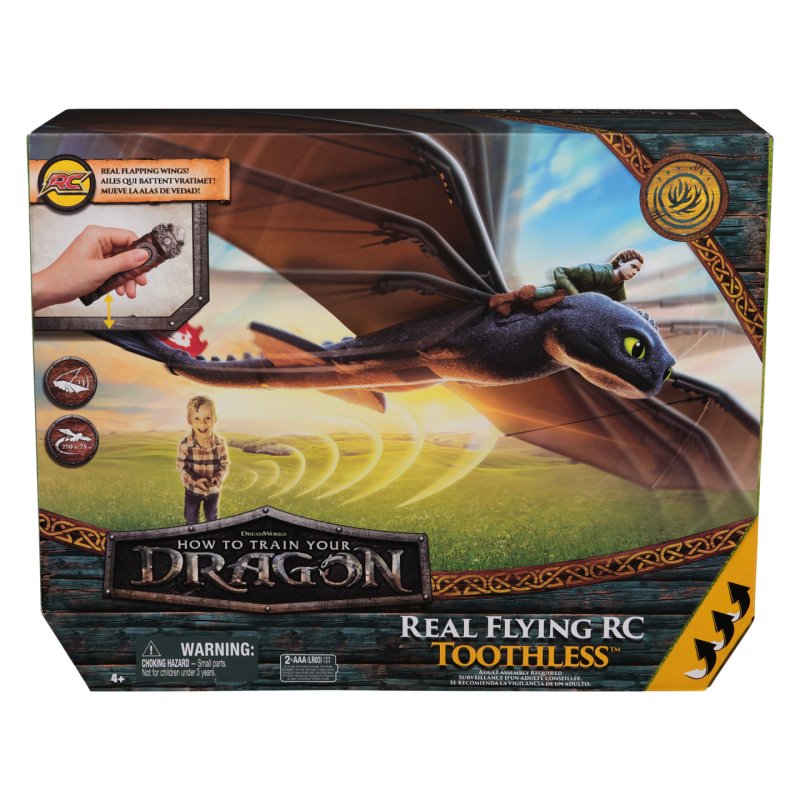 How to train your dragon Dreamworks Dragons, , Real Flying RC Toothless with Flapping Wings and Adjustable Tail, Dragon