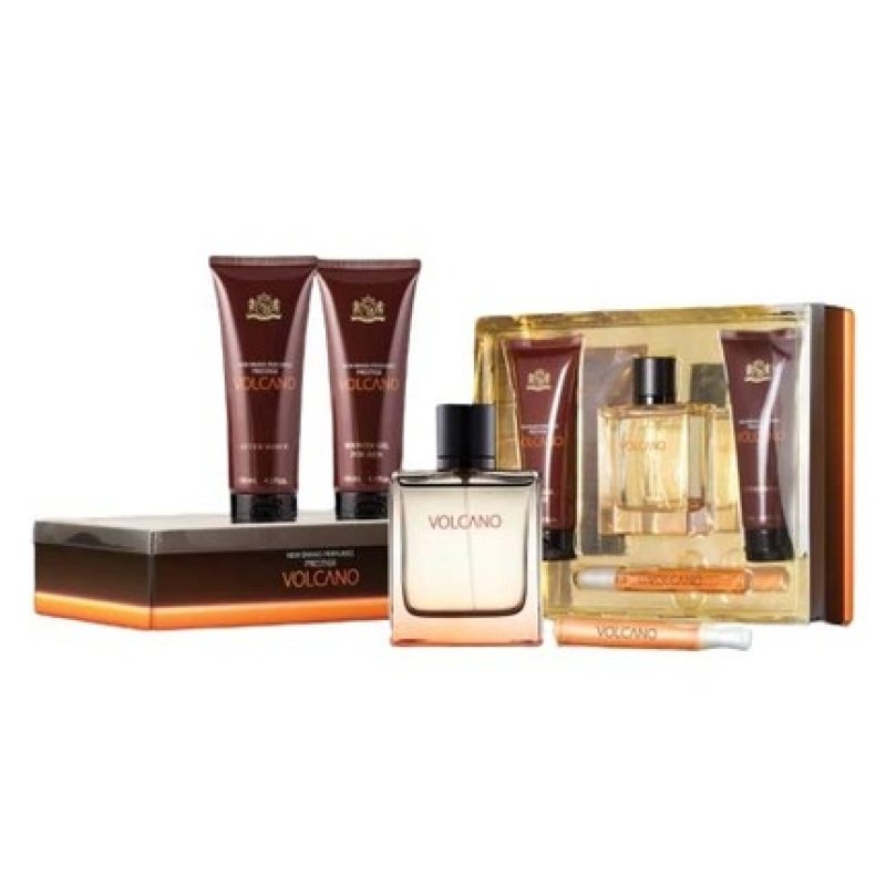 Prestige Volcano by New Brand for Men 3.3oz EDT Spray 4.3oz Shower Gel 4.3oz After Shave 0.5oz EDT Spray