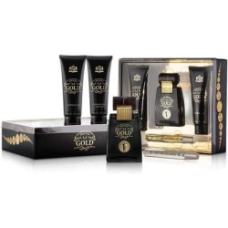 New Brand Gold For Men 4 Pc Gift Set 3.3oz EDT Spray, 4.3oz Shower Gel, 4.3oz After Shave, 0.5oz EDT Spray