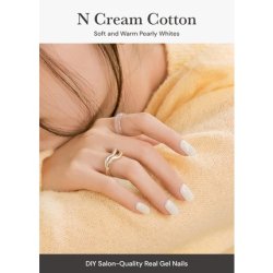 ohora Semi Cured Gel Nail Strips N Cream Cotton - Salon-Quality Long Lasting Easy to Apply & Remove - Includes 2 Prep