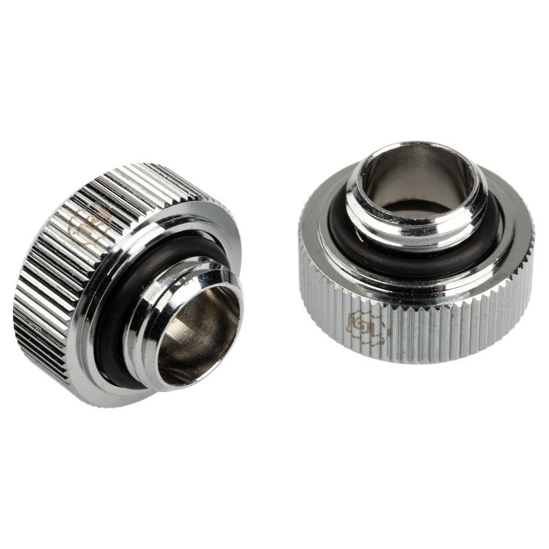 Bitspower Touchaqua Adapter Anschluss G1/4 Zoll AG auf 16mm AD Hardtube - 2er Pack, silber