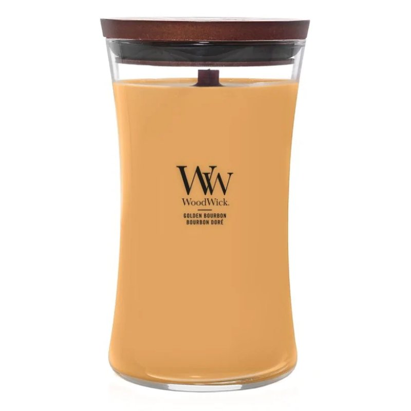 Woodwick Scented Candle with Crackling Wick Golden Bourbon Large