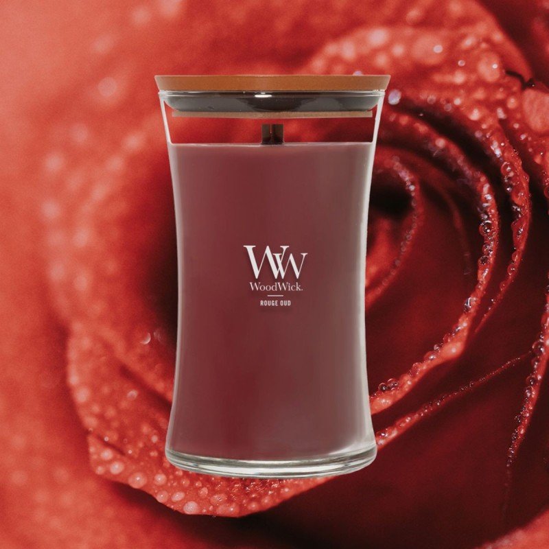 WoodWick Rouge Oud bougie en cire Autres Rouge, Transparent, Bois 1 pièce(s)