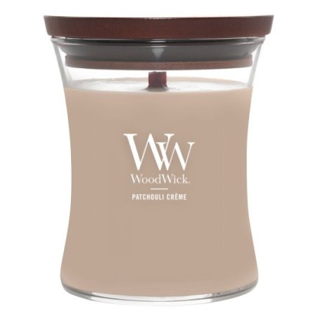 Woodwick Scented Candle with Crackling Wick Patchouli Crème Medium Hourglass