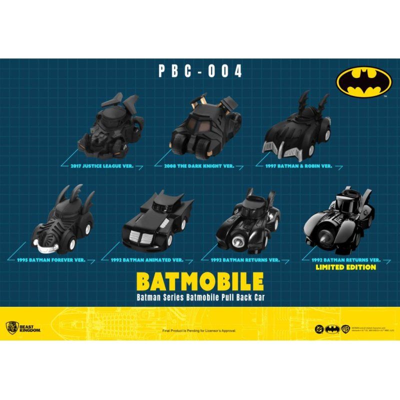 DC - Batman series Batmobile Pull Back Car - Set 6 Fig. Blind Box 5cm