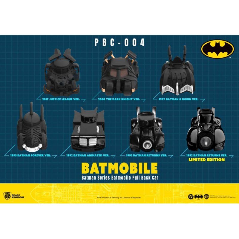 DC - Batman series Batmobile Pull Back Car - Set 6 Fig. Blind Box 5cm