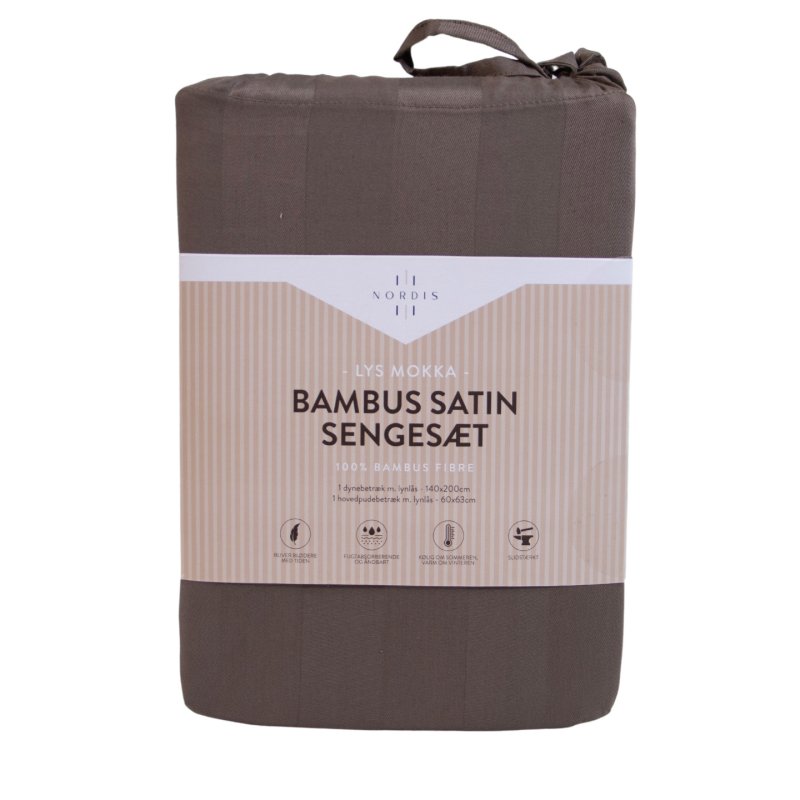 Nordisk - Noel Bamboo Satin Bedding - Light Mocha - 140x200 cm, 60x63 cm