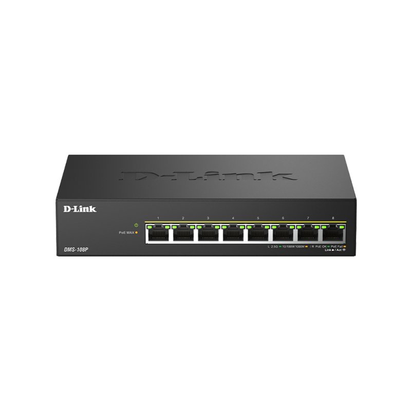 D-Link DMS-108P/E commutateur réseau Non-géré 2.5G Ethernet (100/1000/2500) Connexion Ethernet, supportant