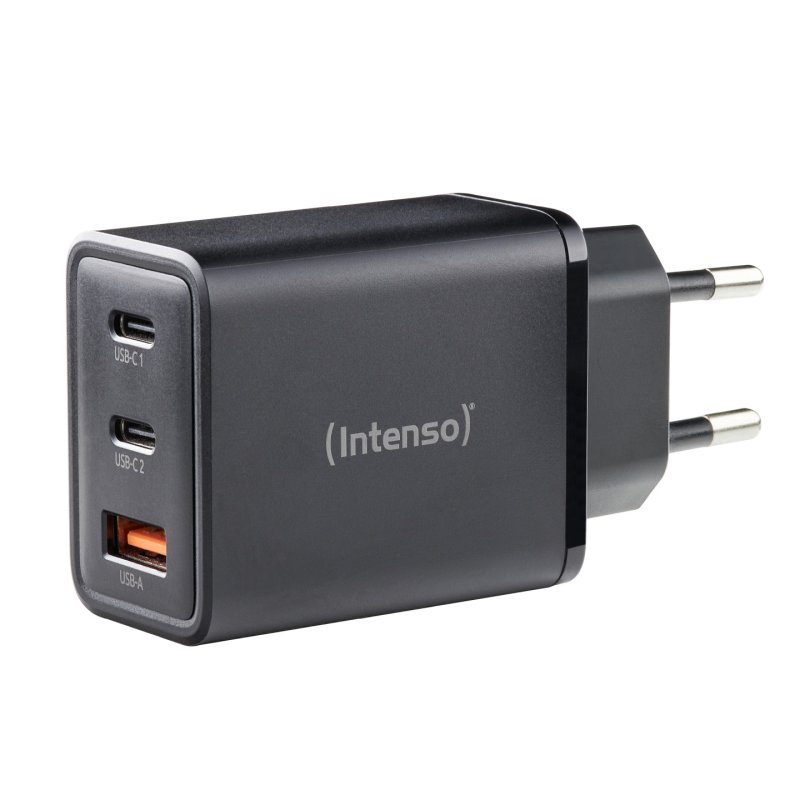 Intenso Power Adapter W65ACC, USB power adapter with 1 USB-A and 2 USB-C ports, black