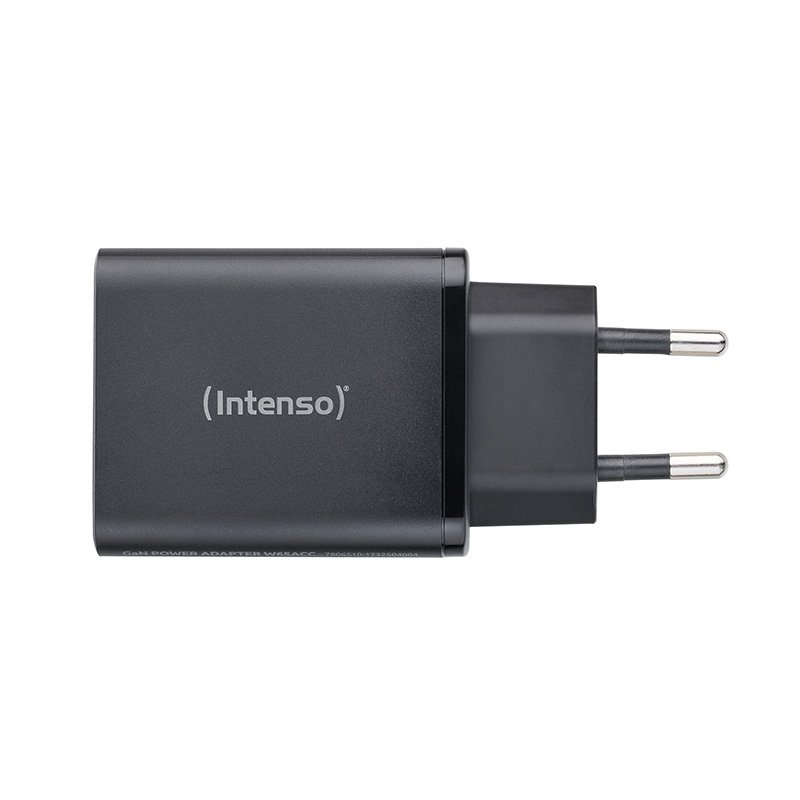 Intenso Power Adapter W65ACC, USB power adapter with 1 USB-A and 2 USB-C ports, black