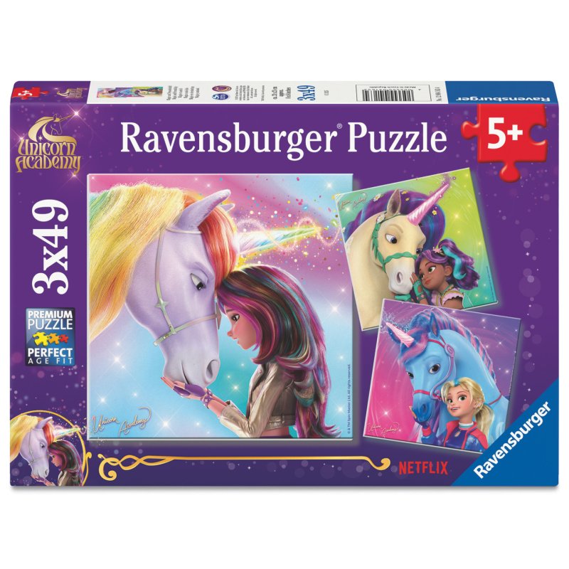 Kinderpuzzle Unicorn Academy - Magie und Freundschaft (3x 49 Teile)