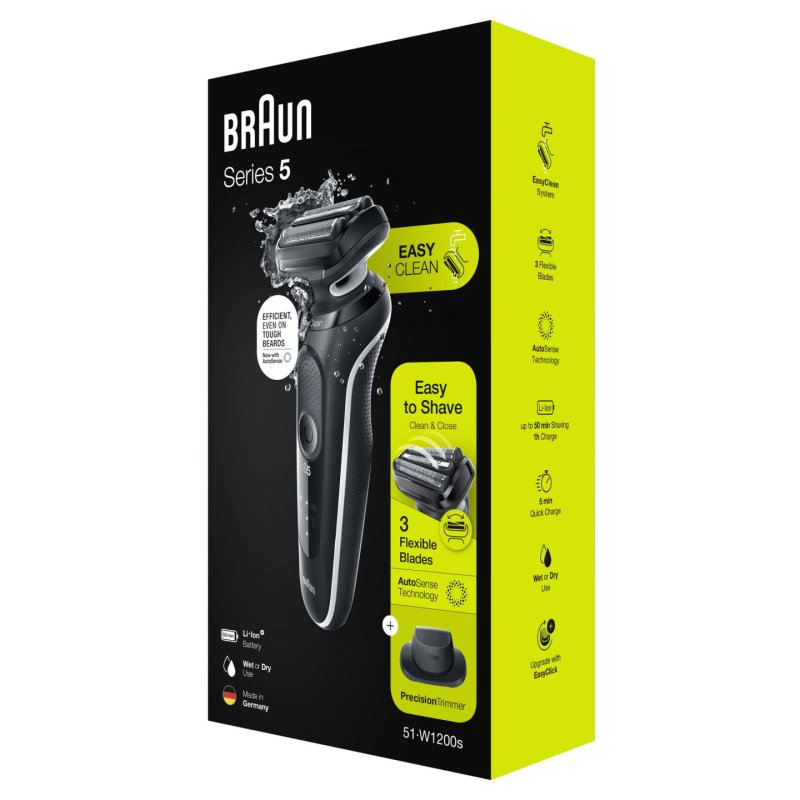 Braun Series 5 51-W1200s Foil shaver Trimmer Black, White