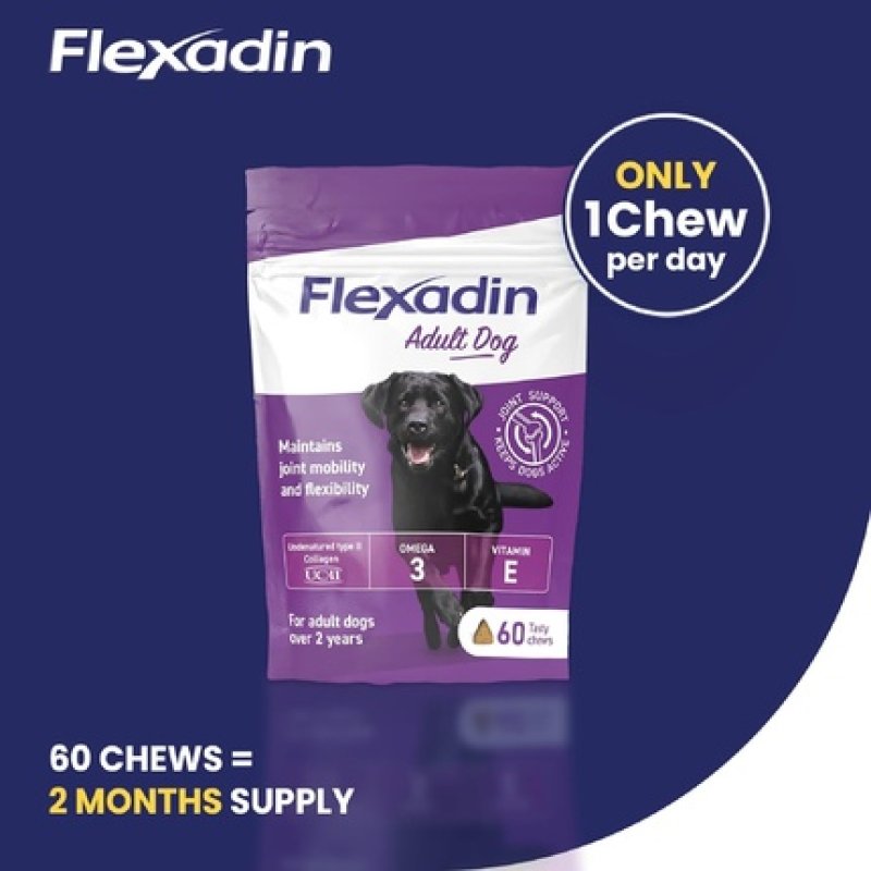Flexadin Adult Dog Joint Supplement with UC-II for Mobility and Flexibility 60 Chews