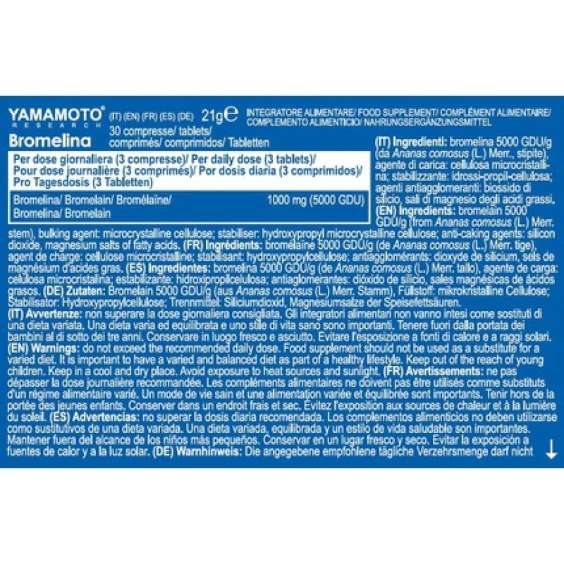 Yamamoto Research Bromelain Food Supplement 30 Tablets 1000mg