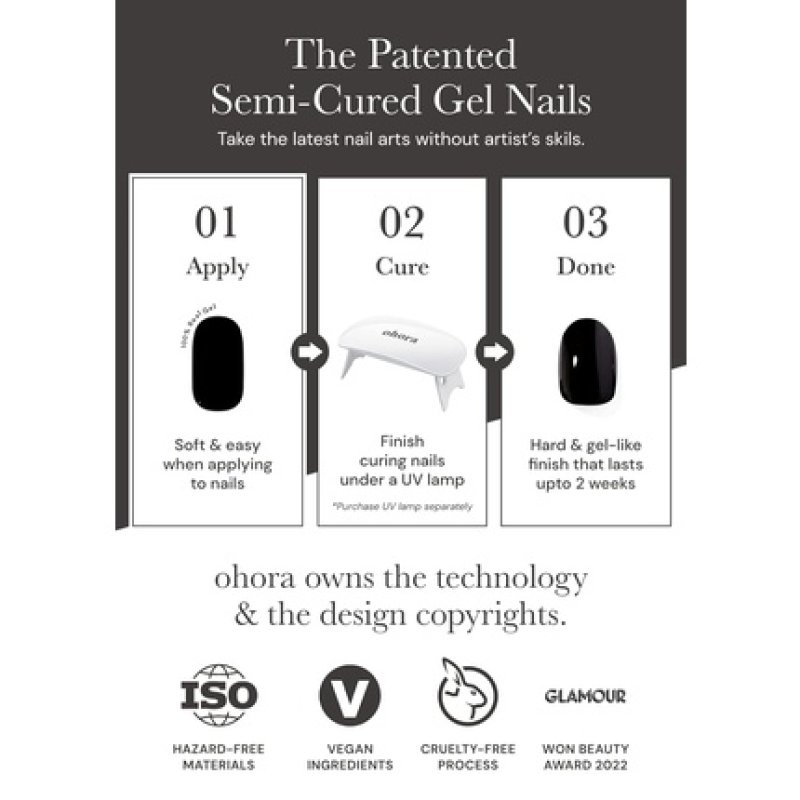 [P Starry Night] Real Gel Nail Strip by Ohora with Prep Pad Mini Nail File Wood Stick DIY Toe Nail Art Starter Kit No