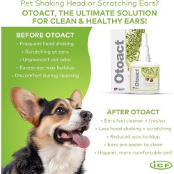 Icf Otoact Cat and Dog Ear Cleaner - Dog Ear Drops to Stop Wax Build Up