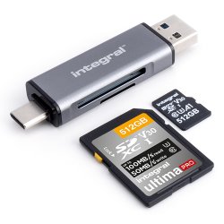 Integral USB3.2 GEN1 (3.1 GEN1,3.0) CARD READER TYPE A & TYPE C DUAL SLOT SD MICRO SD RETAIL
