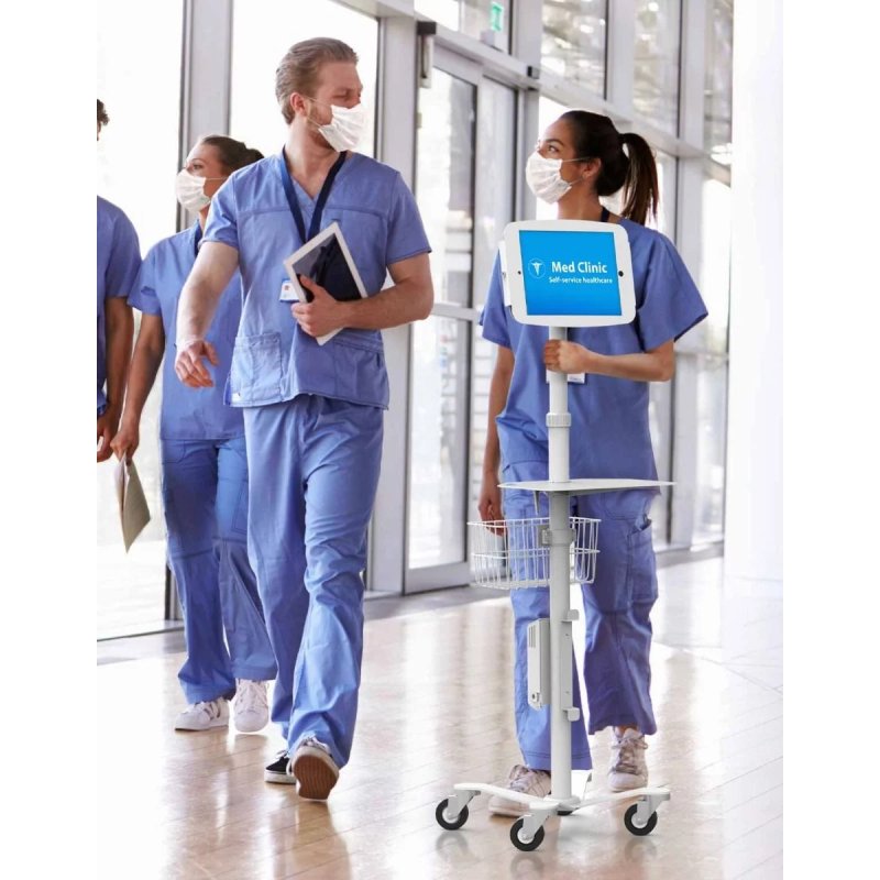 Compulocks iPad 10.2" Space Enclosure Medical Rolling Cart White