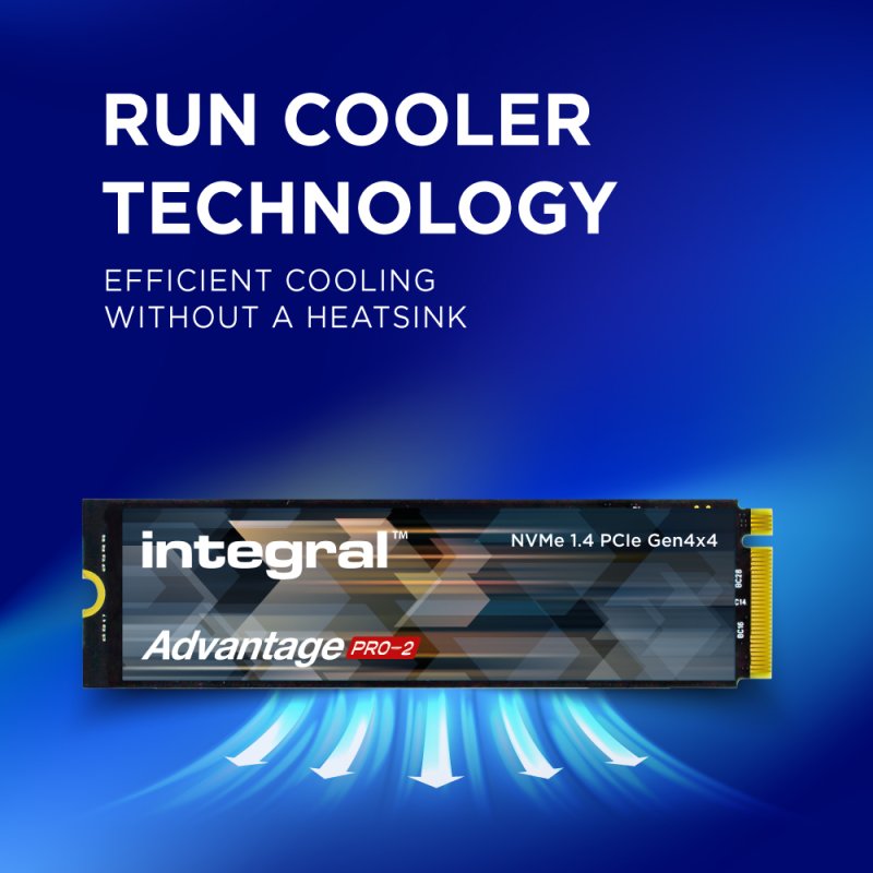Integral 2TB - 2000GB SSD M.2 2280 NVME 1.4 PCIe Gen4 x4 R-7300MB/s W-6400MB/s IOPS R-1000K W-950K TLC TBW 1200