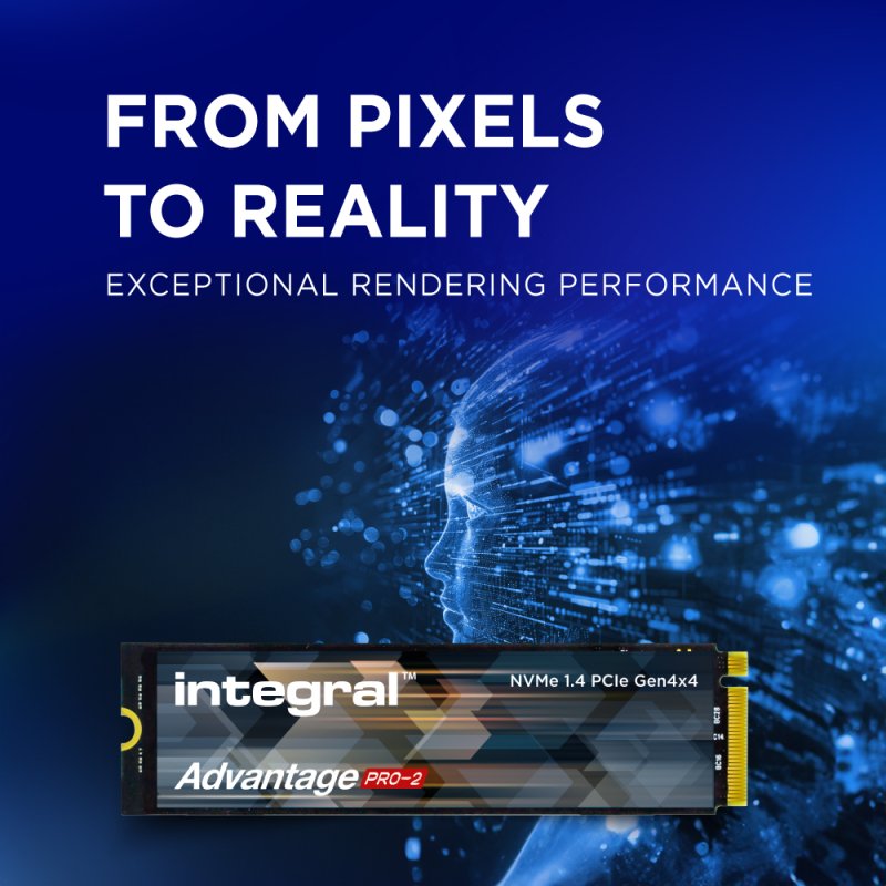 Integral 2TB - 2000GB SSD M.2 2280 NVME 1.4 PCIe Gen4 x4 R-7300MB/s W-6400MB/s IOPS R-1000K W-950K TLC TBW 1200