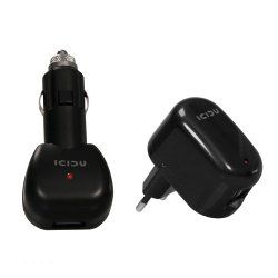 ICIDU PI-707713 chargeur d'appareils mobiles Noir Secteur, Allume-cigare Auto, Intérieure, Extérieure