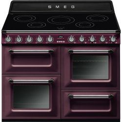 Smeg TR4110IRW cooker Freestanding cooker Electric Zone induction hob Black, Bordeaux, Stainless steel