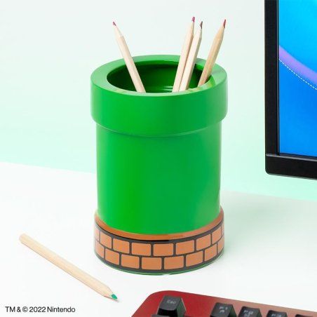 Paladone Super Mario Pipe Plant and Pen Pot porte crayons et stylos Vitrocéramique Vert, Orange