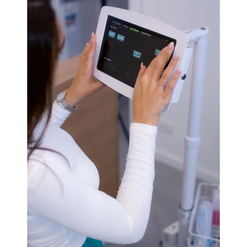 Compulocks iPad 10.9" 10th Gen Space Enclosure Medical Rolling Cart Extended White