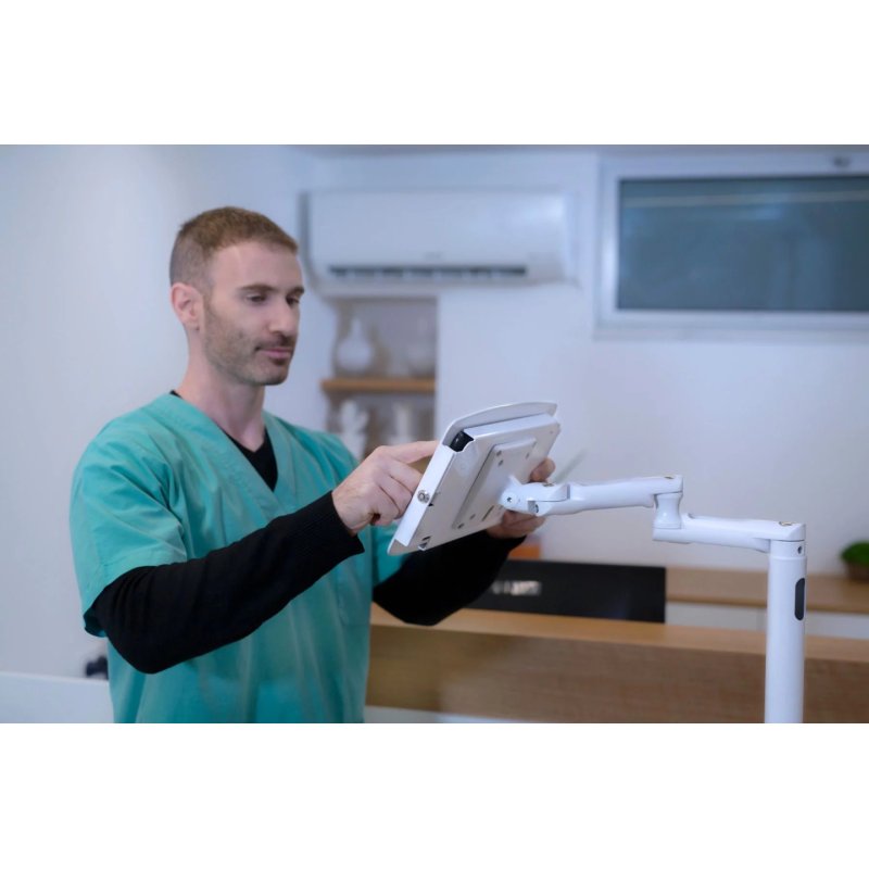 Compulocks iPad 10.9" 10th Gen Space Enclosure Medical Rolling Cart Extended White