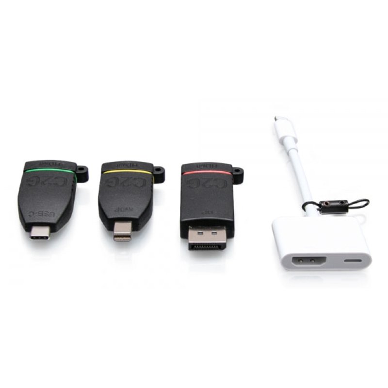 C2G Retractable Universal Mount 4K HDMI Adapter Ring with Color Coded Mini DisplayPort™, DisplayPort, USB-C, and