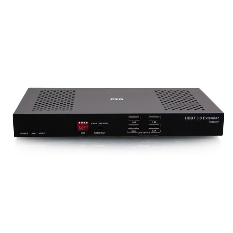 C2G Boîtier prolongateur TX HDMI HDBaseT USB-B vers A RS232 sur Cat vers boîtier RX (18 Gbit/s) 4K 60 Hz jusqu'à