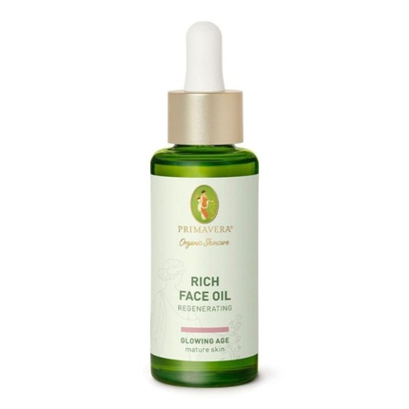 PRIMAVERA Regenerating Rich Face Oil 30ml - Natural Cosmetics for Mature and Demanding Skin - Activates Cells and Firms